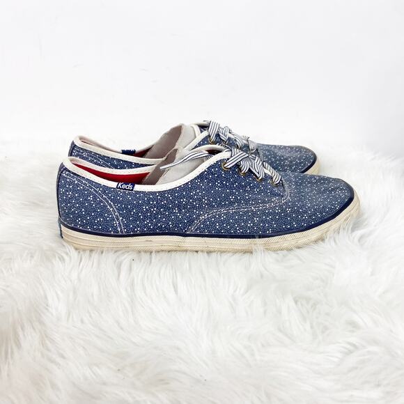 Keds Taylor Swift 9.5 Womens Blue White Print Canvas Sneakers - Picture 2 of 9